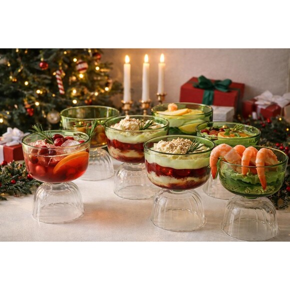 Threshold Green Cocktail Glasses Set of 6 Modern Barware Dessert Bowls - Picture 1 of 8